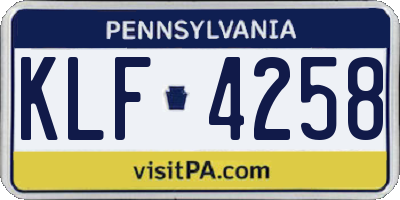 PA license plate KLF4258