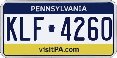 PA license plate KLF4260