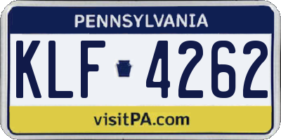 PA license plate KLF4262