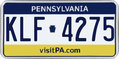 PA license plate KLF4275