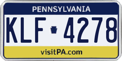 PA license plate KLF4278