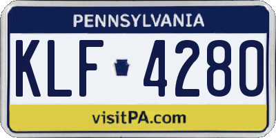 PA license plate KLF4280
