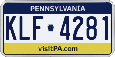 PA license plate KLF4281
