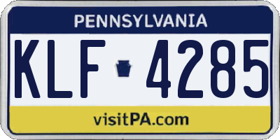 PA license plate KLF4285
