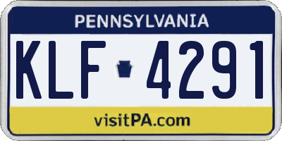 PA license plate KLF4291