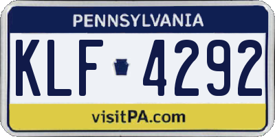 PA license plate KLF4292