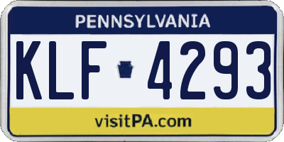 PA license plate KLF4293