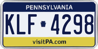 PA license plate KLF4298