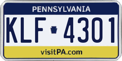 PA license plate KLF4301