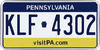 PA license plate KLF4302