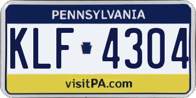 PA license plate KLF4304