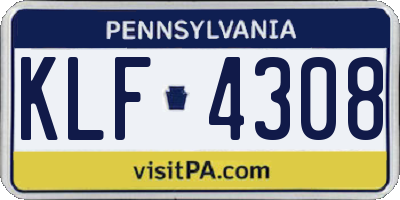 PA license plate KLF4308