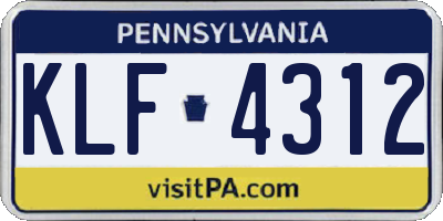PA license plate KLF4312