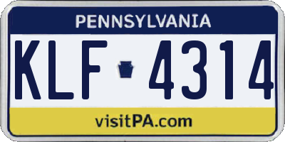 PA license plate KLF4314