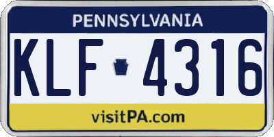 PA license plate KLF4316