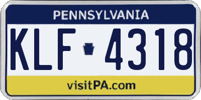 PA license plate KLF4318
