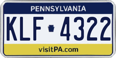 PA license plate KLF4322
