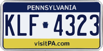 PA license plate KLF4323