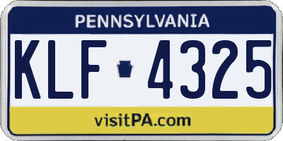 PA license plate KLF4325