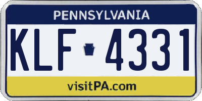 PA license plate KLF4331