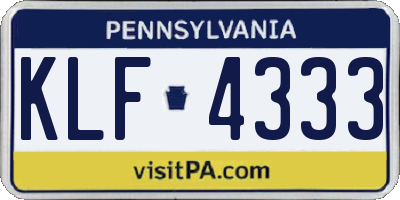 PA license plate KLF4333