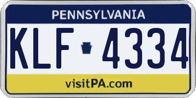 PA license plate KLF4334