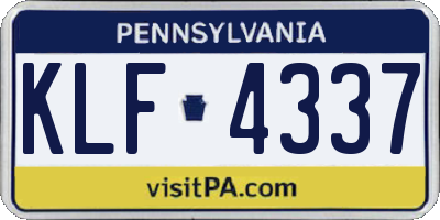 PA license plate KLF4337