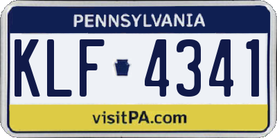 PA license plate KLF4341