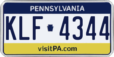 PA license plate KLF4344