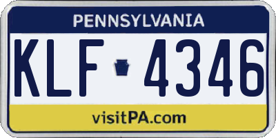 PA license plate KLF4346