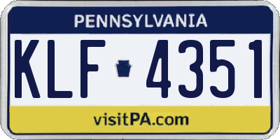 PA license plate KLF4351