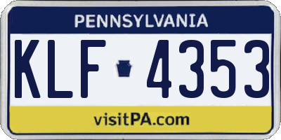 PA license plate KLF4353