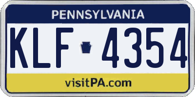PA license plate KLF4354