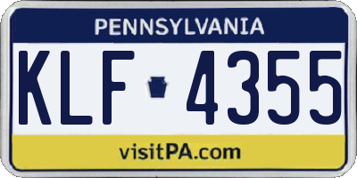PA license plate KLF4355