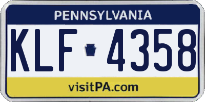 PA license plate KLF4358