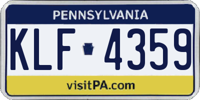 PA license plate KLF4359