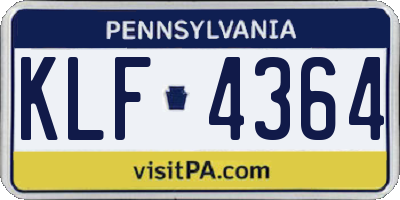 PA license plate KLF4364