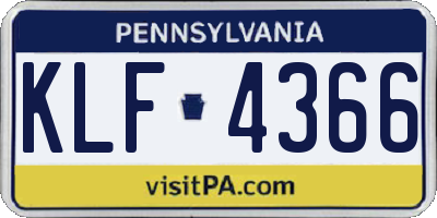 PA license plate KLF4366