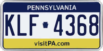 PA license plate KLF4368