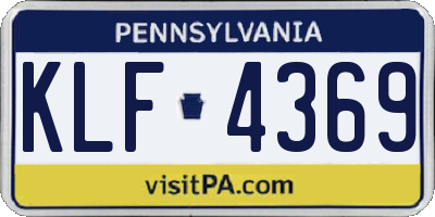 PA license plate KLF4369