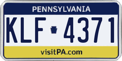 PA license plate KLF4371