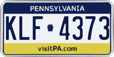 PA license plate KLF4373