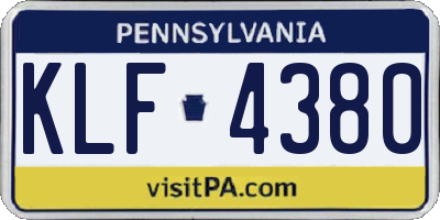 PA license plate KLF4380