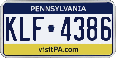 PA license plate KLF4386