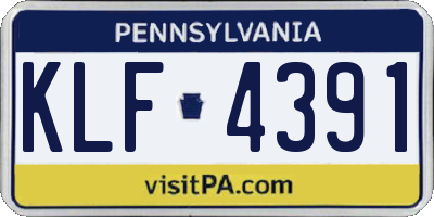 PA license plate KLF4391