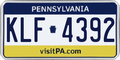 PA license plate KLF4392