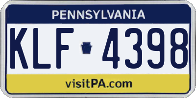 PA license plate KLF4398