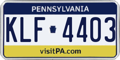 PA license plate KLF4403