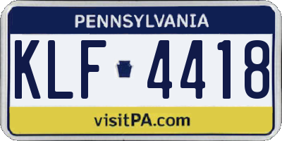 PA license plate KLF4418