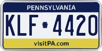 PA license plate KLF4420